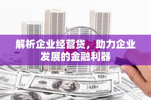 石冈解析企业经营贷，助力企业发展的金融利器