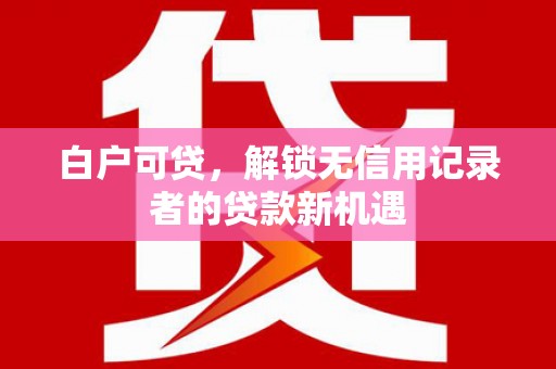 石冈白户可贷，解锁无信用记录者的贷款新机遇