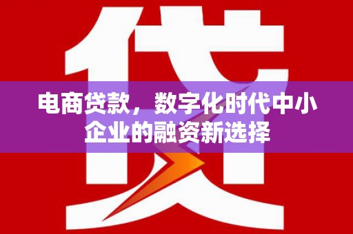 石冈电商贷款，数字化时代中小企业的融资新选择