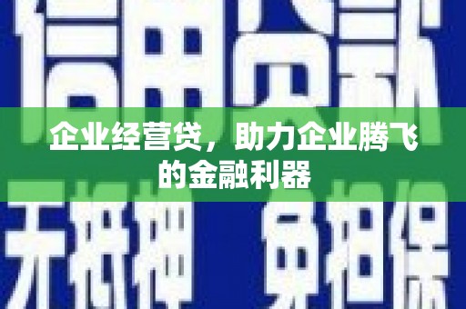 石冈企业经营贷，助力企业腾飞的金融利器