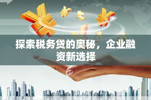 石冈探索税务贷的奥秘，企业融资新选择
