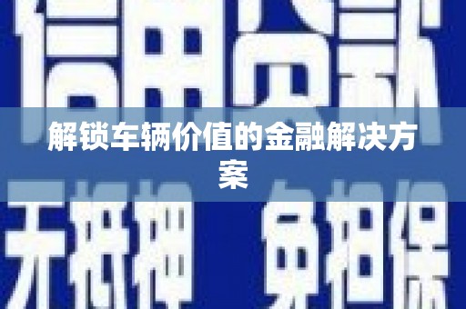 石冈解锁车辆价值的金融解决方案