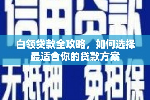石冈白领贷款全攻略，如何选择最适合你的贷款方案